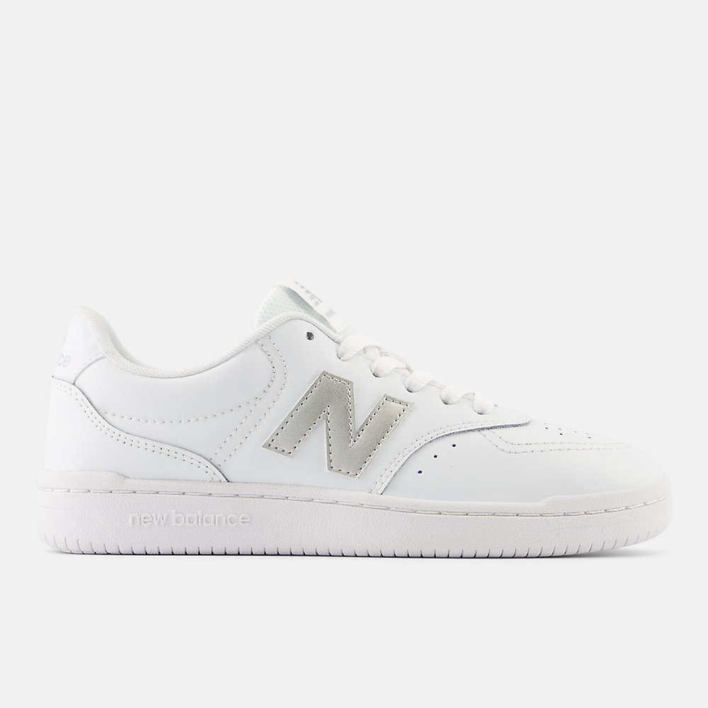 New Balance 80 Shoes White with Metallic Silver